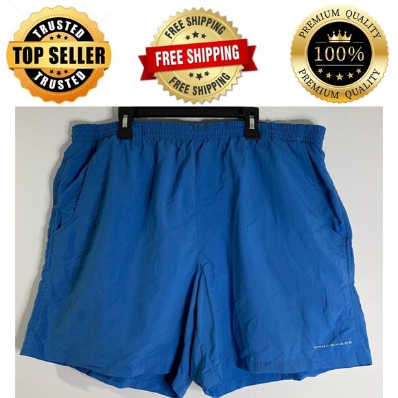 Columbia PFG Omni Shade‎ Nylon Fishing Swim Trunks Blue Shorts Men Size XL - Picture 1 of 6